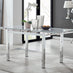 Enna White Glass Extending Dining Table and 6 White Milan Chairs