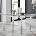 Enna White Glass Extending Dining Table and 6 White Milan Chairs