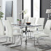 Enna White Glass Extending Dining Table and 6 White Lorenzo Chairs