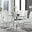 Enna White Glass Extending Dining Table and 6 White Murano Chairs