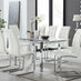 Enna White Glass Extending Dining Table and 6 White Murano Chairs