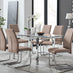 Enna White Glass Extending Dining Table and 6 Cappuccino Lorenzo Chairs