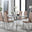 Enna White Glass Extending Dining Table and 6 Cappuccino Milan Chairs