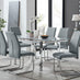 Enna White Glass Extending Dining Table and 6 Grey Lorenzo Chairs