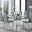 Enna White Glass Extending Dining Table and 6 Grey Milan Chairs
