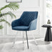 2x Falun Blue Fabric Dining Chairs Silver Legs