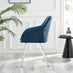 2x Falun Blue Fabric Dining Chairs Silver Legs