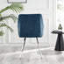 2x Falun Blue Fabric Dining Chairs Silver Legs