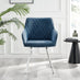 2x Falun Blue Fabric Dining Chairs Silver Legs
