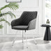2x Falun Dark Grey Fabric Dining Chairs Silver Legs