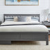 Azure Grey Solid Pine King Bed Frame + Windsor Mattress + 4 Drawers
