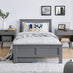 Azure Grey Solid Pine Single Bed Frame + 2 Drawers