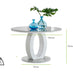 Giovani Round Grey and White High Gloss Glass 6 Seater Large Dining Table