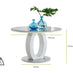 Giovani Round Grey and White High Gloss Glass 6 Seater Large Dining Table