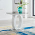Giovani Round Grey and White High Gloss Glass 4 Seater Dining Table