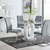 Giovani Grey White High Gloss And Glass 100cm Round Dining Table And 4 Elephant Grey Lorenzo Chairs Set