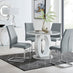 Giovani Grey White High Gloss And Glass 100cm Round Dining Table And 4 Elephant Grey Lorenzo Chairs Set