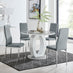 Giovani Grey White High Gloss And Glass 100cm Round Dining Table And 4 Grey Milan Chairs Set