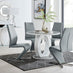 Giovani Grey White High Gloss And Glass 100cm Round Dining Table And 4 Elephant Grey Willow Chairs Set
