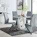 Giovani Grey White High Gloss And Glass 100cm Round Dining Table And 4 Elephant Grey Willow Chairs Set