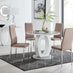Giovani Grey White High Gloss And Glass 100cm Round Dining Table And 4 Cappuccino Beige Milan Chairs Set