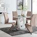 Giovani Grey White High Gloss And Glass 100cm Round Dining Table And 4 Cappuccino Beige Willow Chairs Set