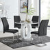 Giovani Grey White High Gloss And Glass 100cm Round Dining Table And 4 Black Lorenzo Chairs Set