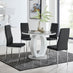 Giovani Grey White High Gloss And Glass 100cm Round Dining Table And 4 Black Milan Chairs Set