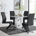 Giovani Grey White High Gloss And Glass 100cm Round Dining Table And 4 Black Willow Chairs Set