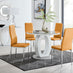 Giovani Grey White High Gloss And Glass 100cm Round Dining Table And 4 Mustard Milan Chairs Set