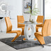 Giovani Grey White High Gloss And Glass 100cm Round Dining Table And 4 Mustard Willow Chairs Set