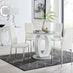 Giovani Grey White High Gloss And Glass 100cm Round Dining Table And 4 White Milan Chairs Set