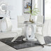 Giovani Grey White High Gloss And Glass 100cm Round Dining Table And 4 White Willow Chairs Set