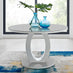 Giovani Round Grey and White High Gloss Glass 6 Seater Large Dining Table