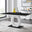 Giovani Rectangular Black and White High Gloss Glass 6 Seater Large Dining Table