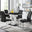 Giovani Black White High Gloss Glass Dining Table and 4 Black Lorenzo Chairs Set