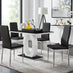 Giovani Black White High Gloss Glass Dining Table and 4 Black Milan Chairs Set