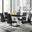 Giovani High Gloss And Glass Dining Table And 6 Black Lorenzo Chairs Set
