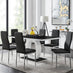 Giovani High Gloss And Glass Dining Table And 6 Black Milan Chairs Set