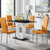 Giovani Black White High Gloss Glass Dining Table and 4 Mustard Milan Chairs Set