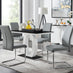 Giovani Black White High Gloss Glass Dining Table and 4 Elephant Grey Lorenzo Chairs Set