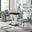 Giovani Black White High Gloss Glass Dining Table and 4 Elephant Grey Lorenzo Chairs Set