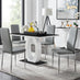 Giovani Black White High Gloss Glass Dining Table and 4 Grey Milan Chairs Set