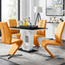 Giovani Black White High Gloss Glass Dining Table and 4 Mustard Yellow Willow Chairs Set