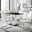 Giovani Black White High Gloss Glass Dining Table and 4 White Lorenzo Chairs Set