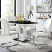 Giovani Black White High Gloss Glass Dining Table and 4 White Lorenzo Chairs Set