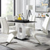 Giovani Black White High Gloss Glass Dining Table and 4 White Willow Chairs Set