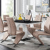 Giovani High Gloss And Glass Dining Table And 6 Cappuccino Beige Willow Chairs Set