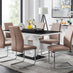 Giovani High Gloss And Glass Dining Table And 6 Cappuccino Beige Lorenzo Chairs Set