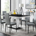 Giovani 6 Black Dining Table & 6 Grey Milan Black Leg Chairs